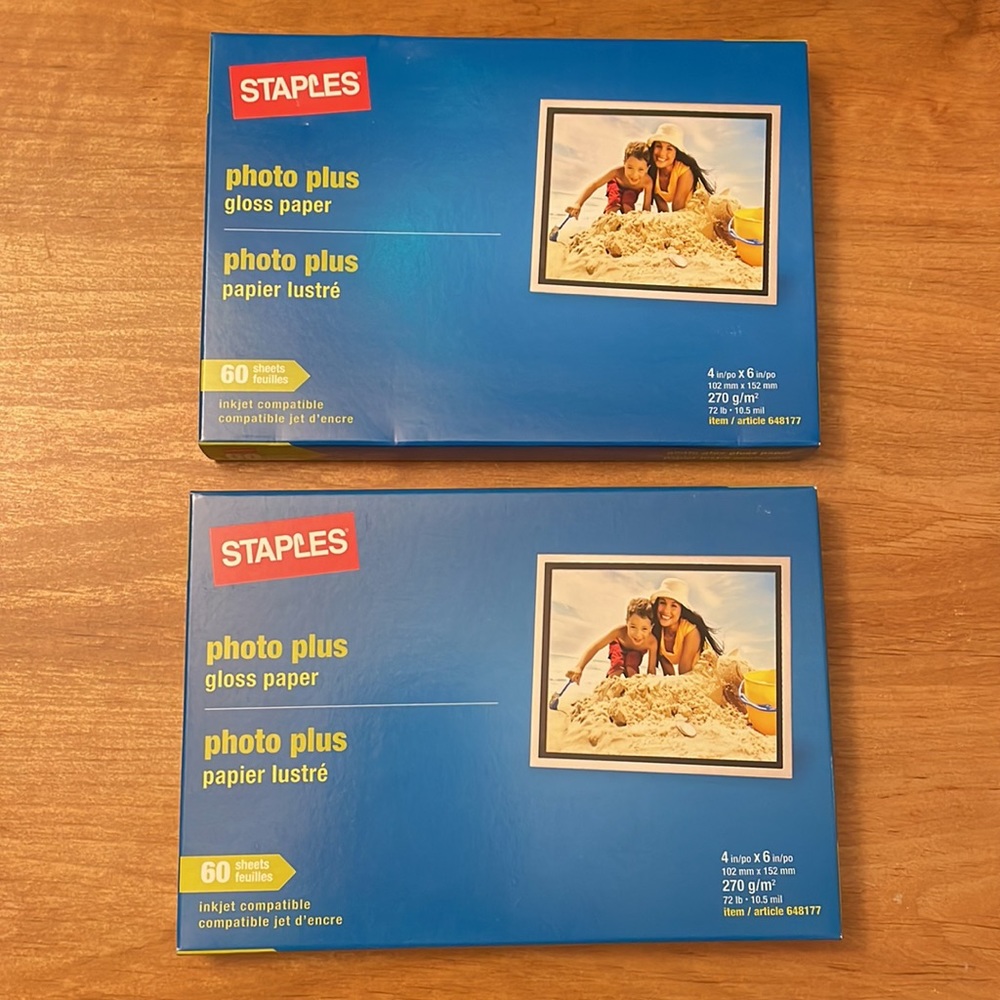 Staples Photo Gloss Paper 4”x6” Inkjet Compatible